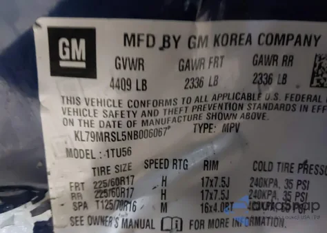 2022 Chevrolet Trailblazer Awd Lt из США, поврежденный, VIN KL79MRSL5NB006067